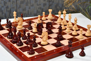 The Shera Series Staunton Triple Weighted Chess Pieces V2.0 in Bud Rosewood / Boxwood - 4.5" King