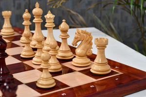 The Shera Series Staunton Triple Weighted Chess Pieces V2.0 in Bud Rosewood / Boxwood - 4.5" King