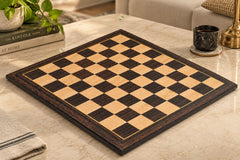 21" Wooden Chess Board in Tiger Ebony & Maple Look with Epoxy Matte Finish – 55mm Squares