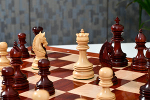 The Indian Chetak II Customized Staunton Triple Weighted Wooden Chess Pieces in Bud Rosewood & Boxwood - 4.3" King