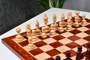 The Indian Chetak II Customized Staunton Triple Weighted Wooden Chess Pieces in Bud Rosewood & Boxwood - 4.3" King