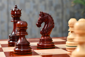 The Indian Chetak II Customized Staunton Triple Weighted Wooden Chess Pieces in Bud Rosewood & Boxwood - 4.3" King