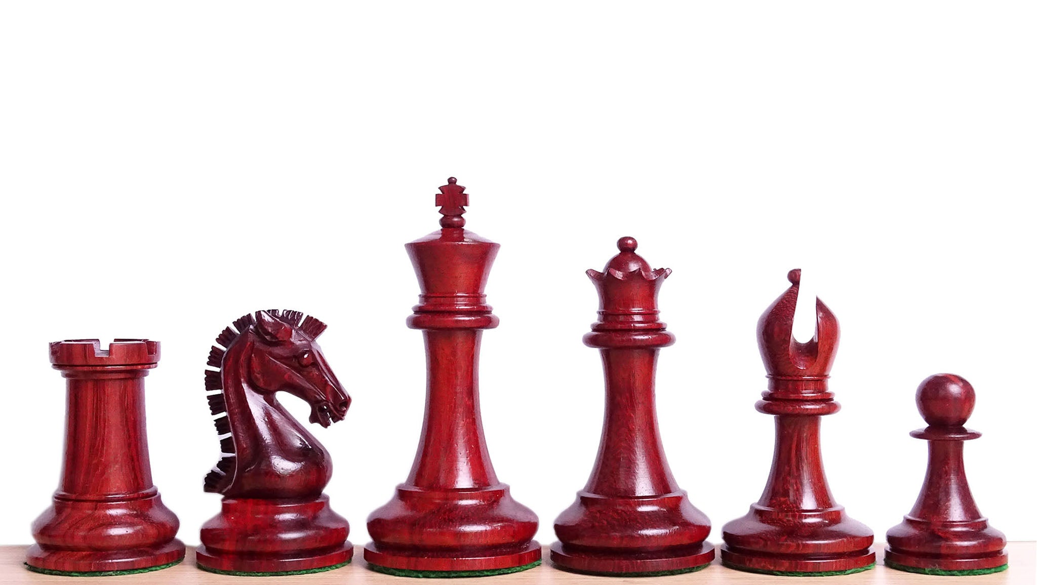 Repro of 2017 Sinquefield Cup Craftsman Triple Weighted Chess Pieces in Padauk Wood & Boxwood 3 ¾ inch King - 1550 Grams Weight