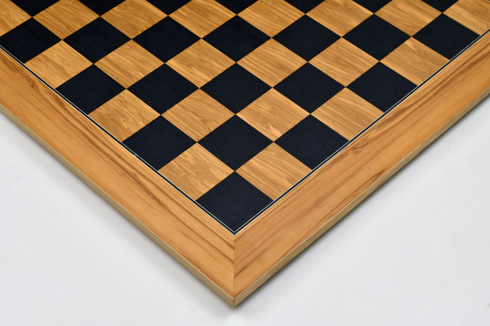 Deluxe Black Dyed Poplar & Olive Matte Finish Chess Board 22" 55mm