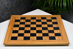 Deluxe Black Dyed Poplar & Olive Matte Finish Chess Board 22" 55mm