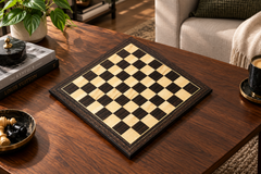 21" Wooden Chess Board in Tiger Ebony & Maple Look with Epoxy Matte Finish – 55mm Squares