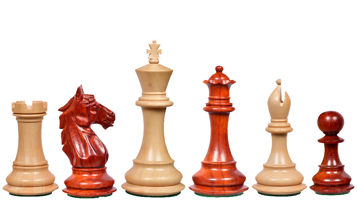 Alban Series Wooden Chess Pieces in Bud Rosewood & Box Wood - 4.0" King