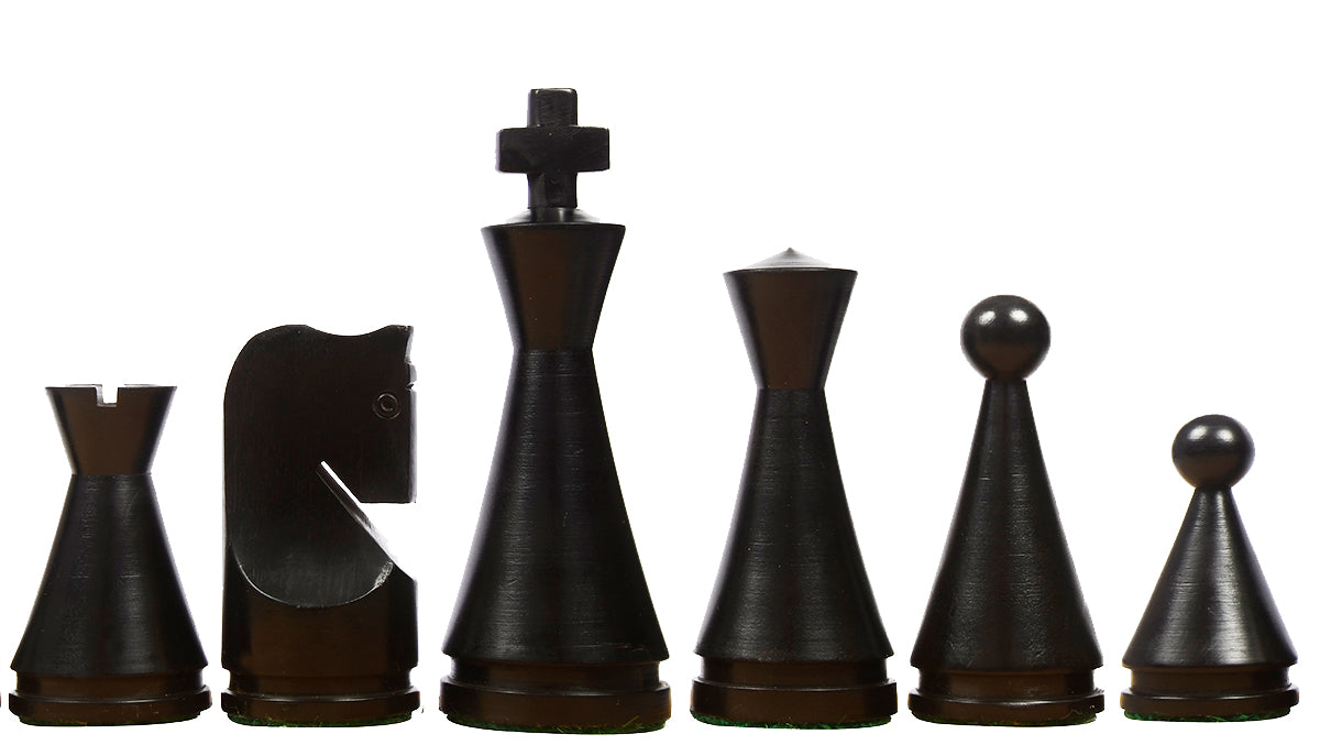 The Classic Series Cone Shaped Chess Pieces in Ebonized Boxwood & Natural Boxwood - 4.09" King