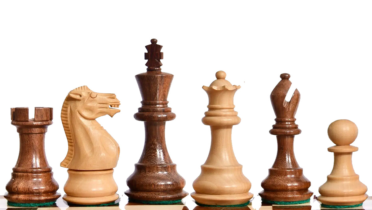 The Player Series Staunton Chess Pieces in Sheesham Wood & BoxWood - 3.0" King Extra Queens
