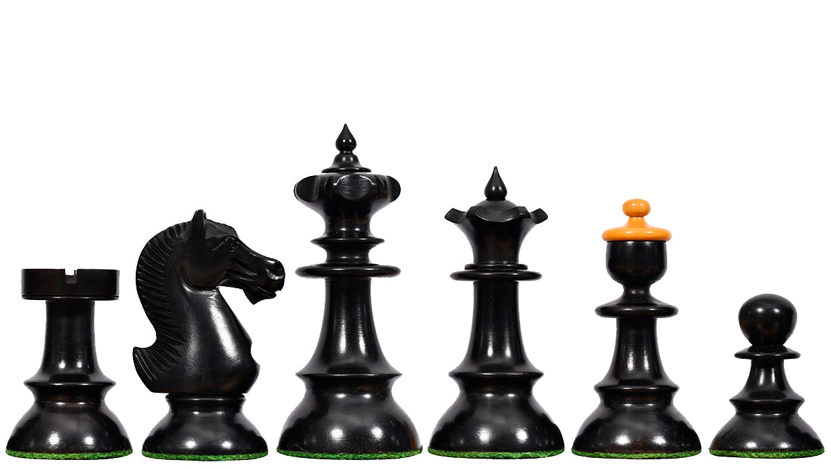 Reproduced Vintage Series Original Austrian Coffee House Old Vienna Chess Pieces in Ebonized and Antique Boxwood V2.0- 3.75" King