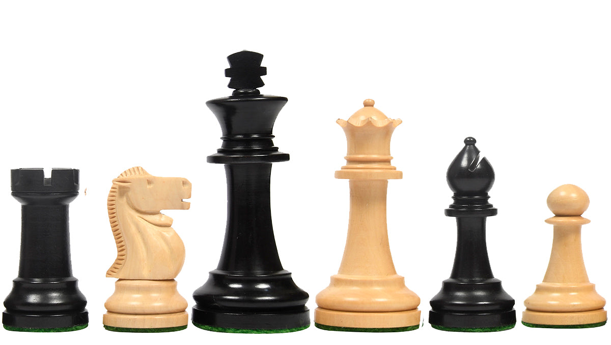 The Canadian Staunton Series Chess Pieces in Ebonized Boxwoo /Natural Boxwood - 3.3" King