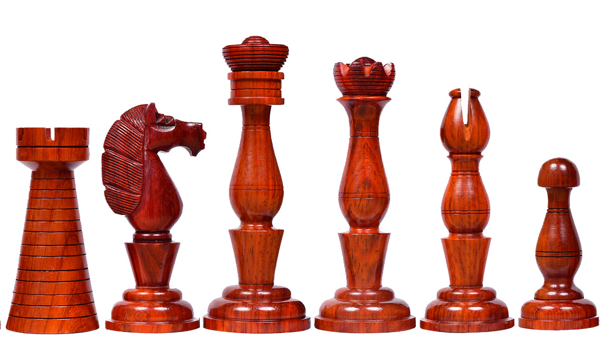 The Grand Divan Wood Chess Pieces from Simpson's-in-the-Strand in Bud Rosewood & Boxwood - 4.2" King w/ Extra Queens