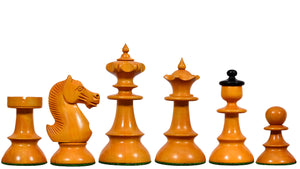 Reproduced Vintage Series Original Austrian Coffee House Old Vienna Chess Pieces in Ebonized and Antique Boxwood V2.0- 3.75" King