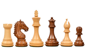 Derby Knight Staunton Weighted Chess Pieces in Sheesham & Boxwood - 4.1" King