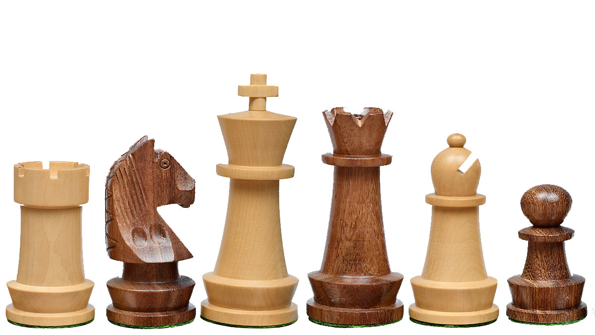 The Championship Series Staunton Chess Pieces in Sheesham Wood & Boxwood - 3.75" King