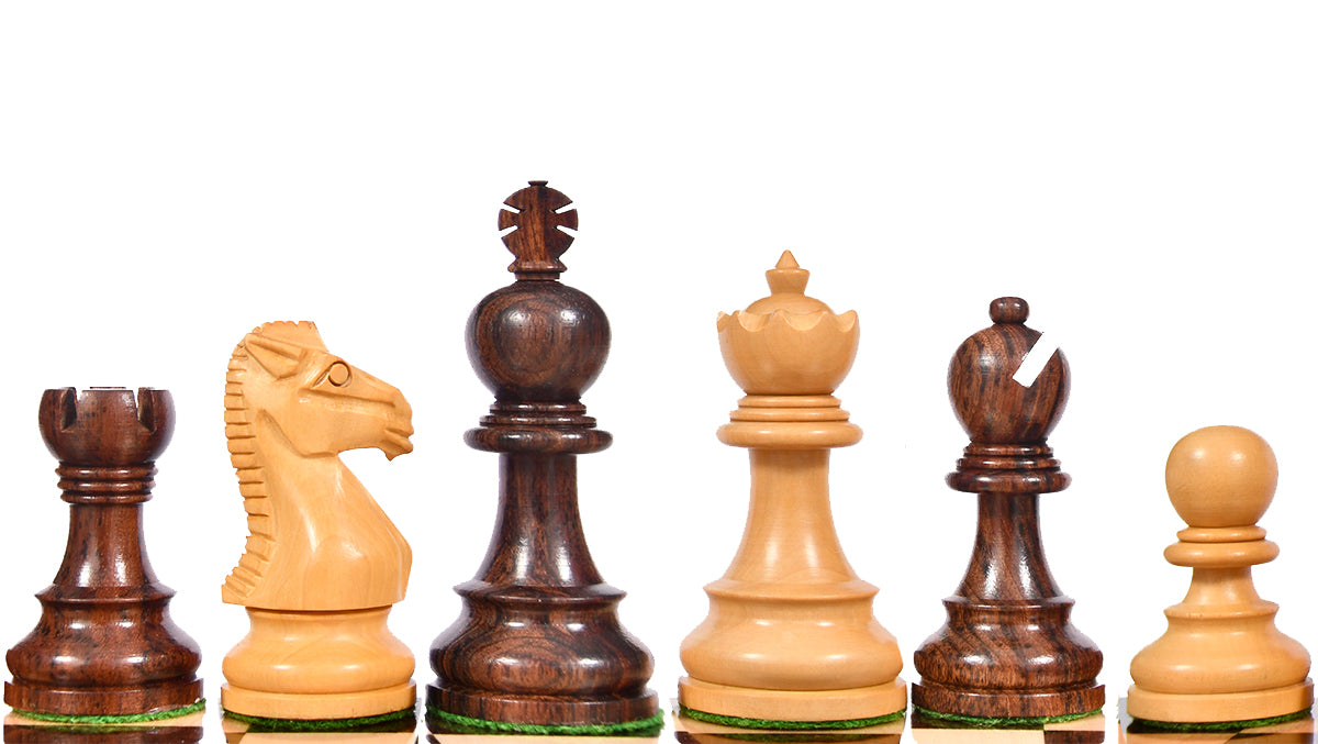 The Taj Staunton Series Carved Chess Pieces in Rosewood & Box Wood - 3.5" King