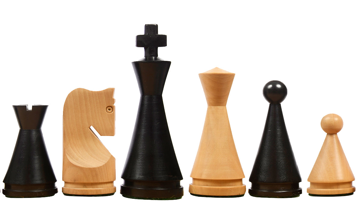 The Classic Series Cone Shaped Chess Pieces in Ebonized Boxwood & Natural Boxwood - 4.09" King