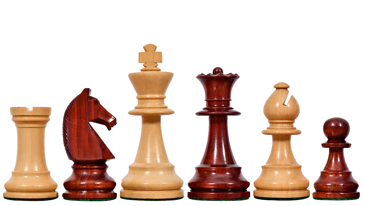 Reproduced 90s French Chavet Championship Tournament Chess Pieces V2.0 in Bud Rosewood / Boxwood - 3.6" King