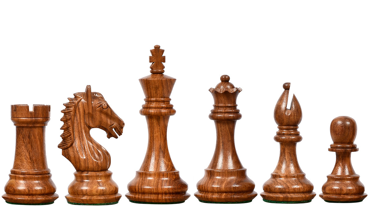 Derby Knight Staunton Weighted Chess Pieces in Sheesham & Boxwood - 4.1" King