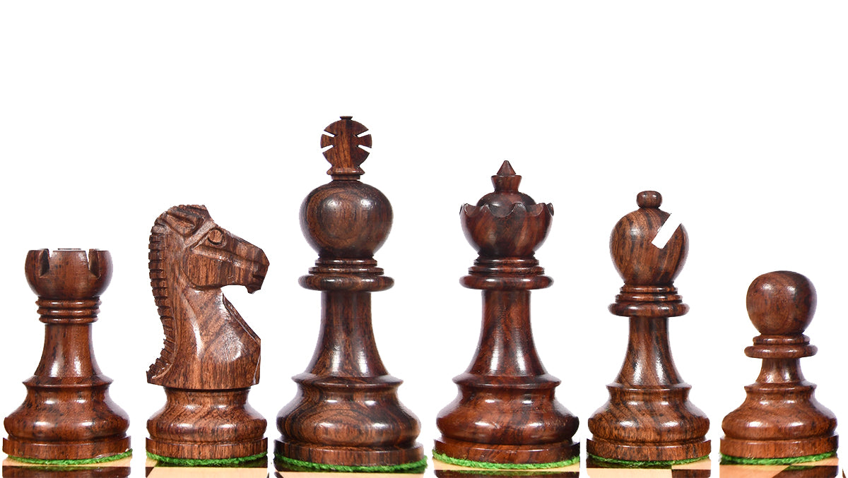 The Taj Staunton Series Carved Chess Pieces in Rosewood & Box Wood - 3.5" King