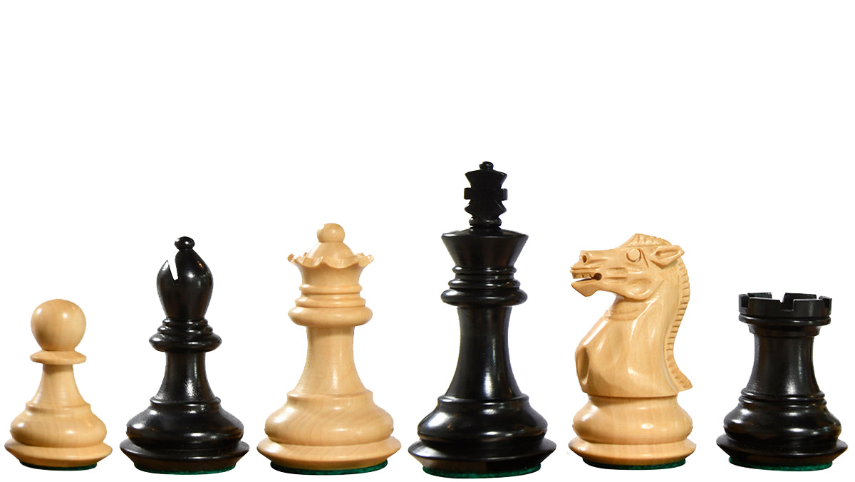 The Collector Series Handcarved Staunton Chess Pieces in Ebonized Boxwood & Natural Boxwood - 2.6" King