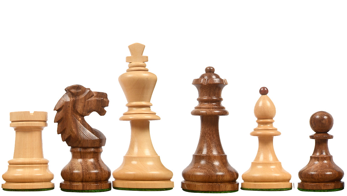 Reproduced Vintage 1950's Circa Bohemia Staunton Series German Chess Pieces in Sheesham & Box Wood - 3.89" King