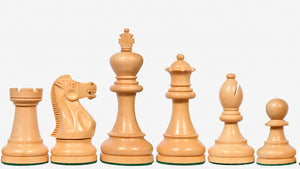 The American Staunton Series Weighted Tournament Chess Pieces in Ebonized Boxwood & Boxwood - 4.1" King