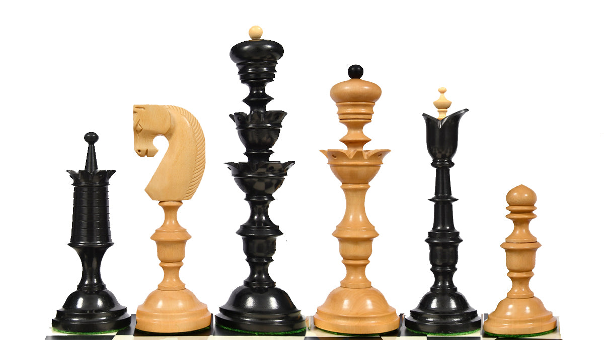 Reproduced Antique Series Wooden Chess Pieces in Ebony & Box Wood - 6.0" King