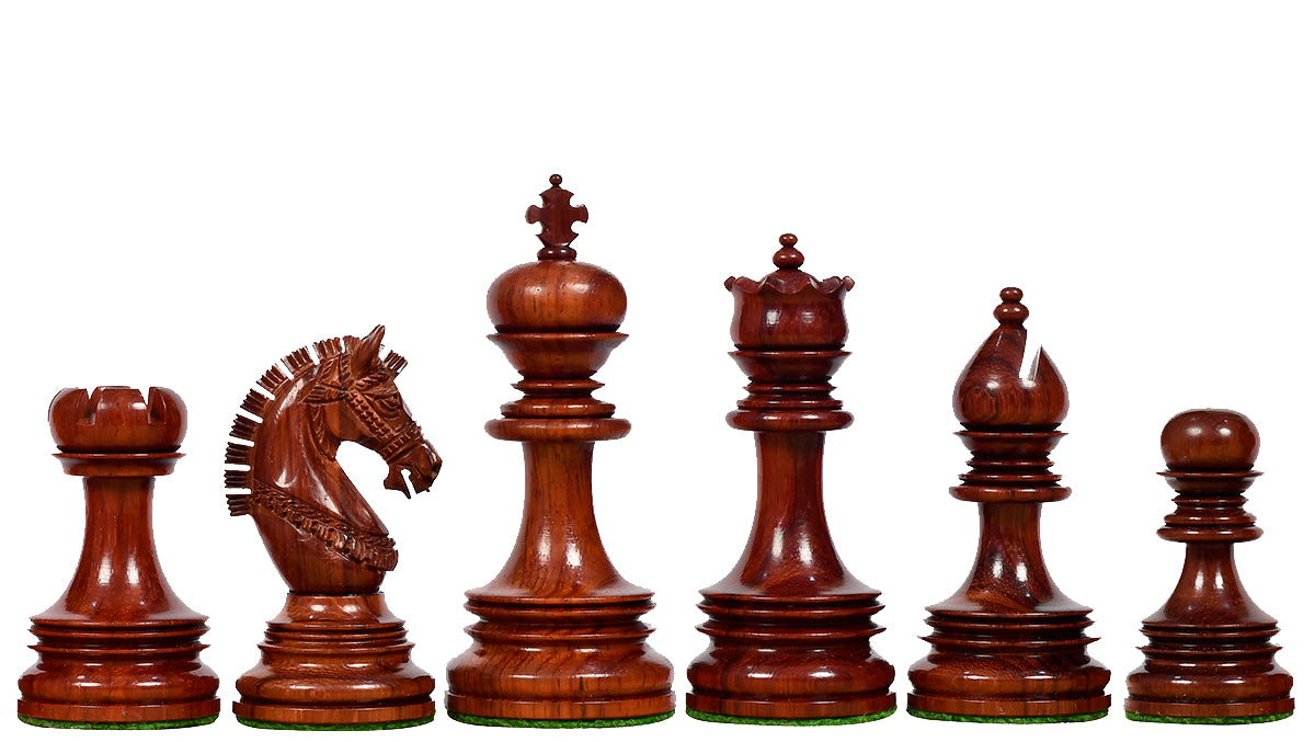 The Indian Chetak II Customized Staunton Triple Weighted Wooden Chess Pieces in Bud Rosewood & Boxwood - 4.3" King