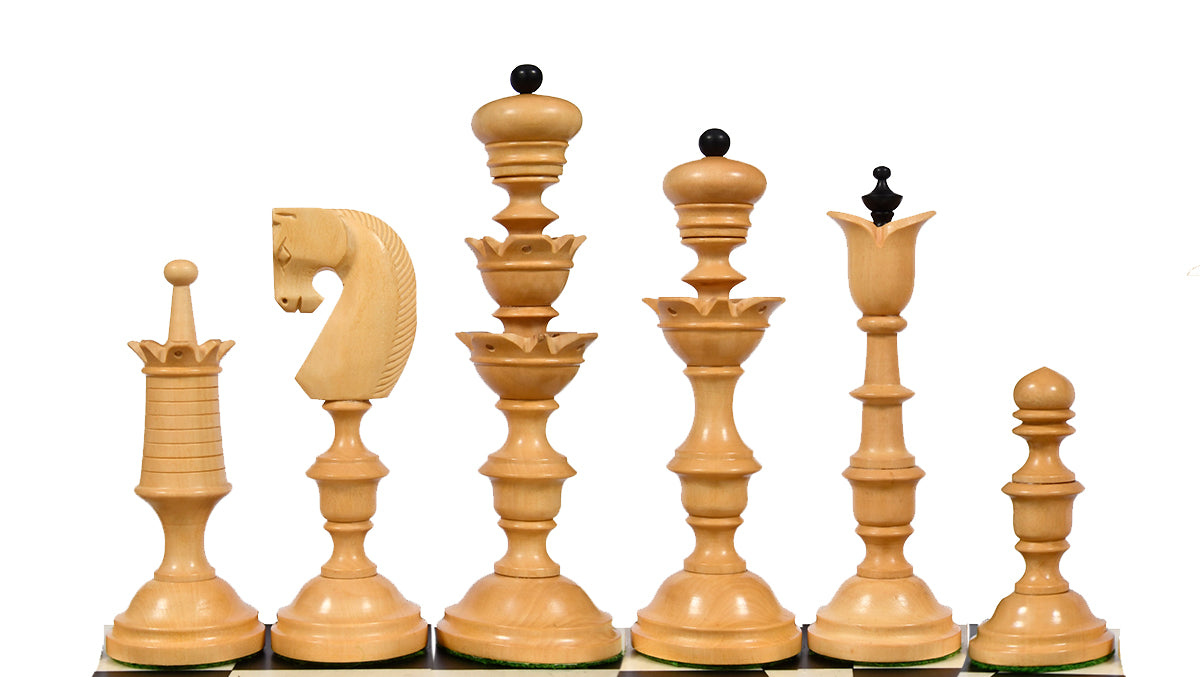 Reproduced Antique Series Wooden Chess Pieces in Ebony & Box Wood - 6.0" King