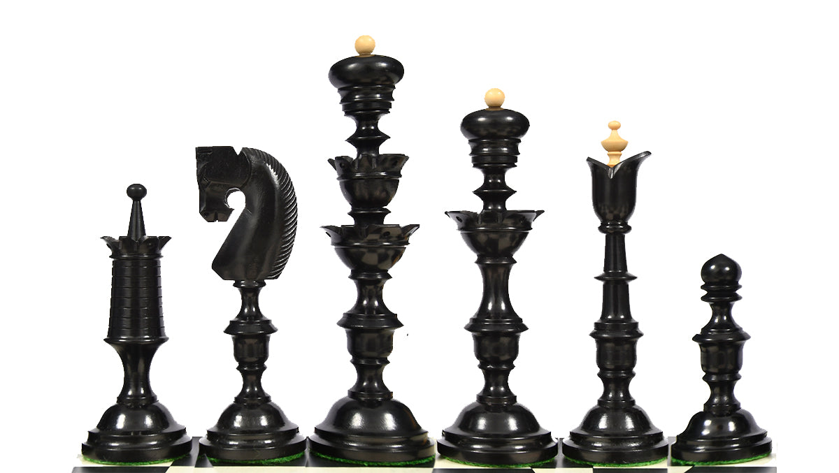 Reproduced Antique Series Wooden Chess Pieces in Ebony & Box Wood - 6.0" King