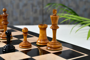 Antonio Fabiano 1933 Soviet Era Botvinnik Style Weighted Chess Pieces in Ebony & Antique 3.8 Inch King