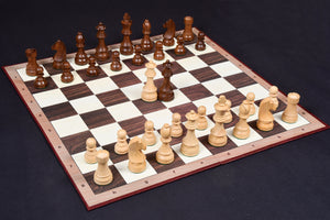 German Knight Tournament Series Staunton Chess Pieces in Sheesham & Boxwood - 3.75" King
