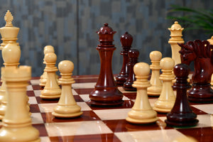 The Pegasus Series Artisan Staunton Chess Pieces version 2.0 in Bud Rosewood and Boxwood - 4.6" King