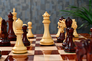 The Pegasus Series Artisan Staunton Chess Pieces version 2.0 in Bud Rosewood and Boxwood - 4.6" King