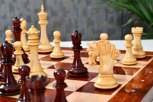 The Pegasus Series Artisan Staunton Chess Pieces version 2.0 in Bud Rosewood and Boxwood - 4.6" King