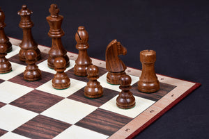 German Knight Tournament Series Staunton Chess Pieces in Sheesham & Boxwood - 3.75" King