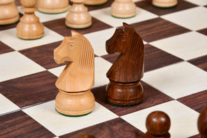 German Knight Tournament Series Staunton Chess Pieces in Sheesham & Boxwood - 3.75" King