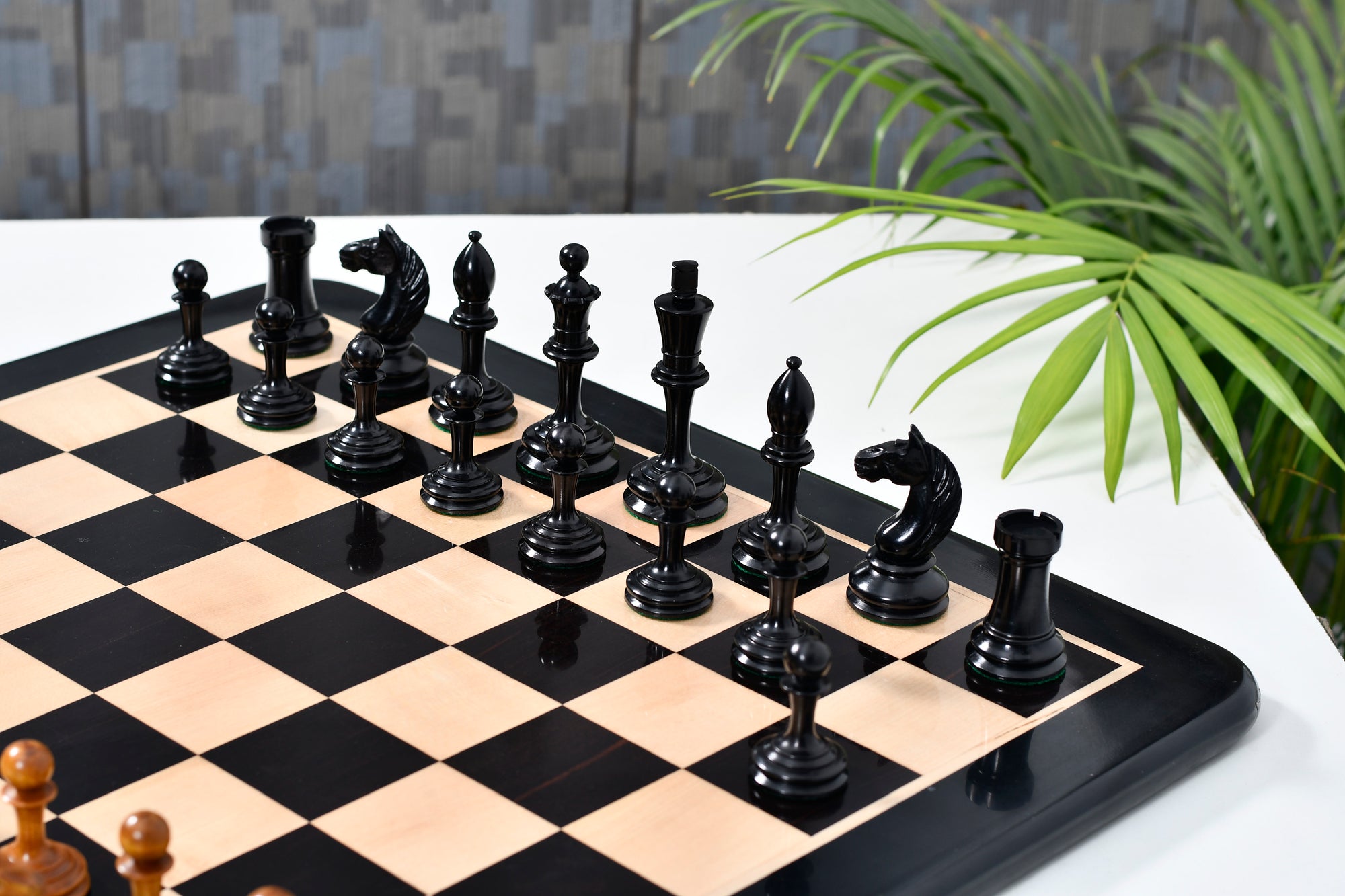 Antonio Fabiano 1933 Soviet Era Botvinnik Style Weighted Chess Pieces in Ebony & Antique 3.8 Inch King