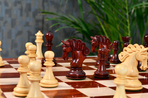 The Pegasus Series Artisan Staunton Chess Pieces version 2.0 in Bud Rosewood and Boxwood - 4.6" King