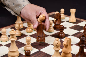 German Knight Tournament Series Staunton Chess Pieces in Sheesham & Boxwood - 3.75" King