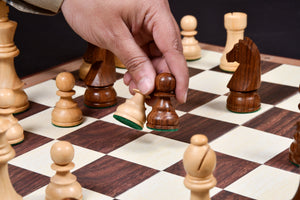 German Knight Tournament Series Staunton Chess Pieces in Sheesham & Boxwood - 3.75" King