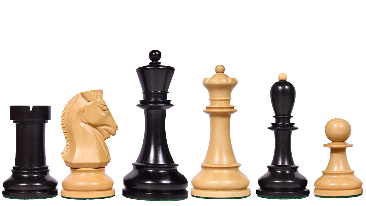 4.25" King Size Reproduced 1950 Dubrovnik Bobby Fischer Weighted Chess Pieces Set in Ebony wood