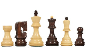 Old 1959 Russian Zagreb Staunton Chess Pieces in Rosewood / Natural Boxwood - 3.8" King