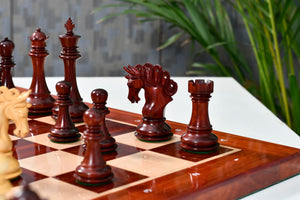 The Pegasus Series Artisan Staunton Chess Pieces version 2.0 in Bud Rosewood and Boxwood - 4.6" King
