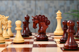 The Pegasus Series Artisan Staunton Chess Pieces version 2.0 in Bud Rosewood and Boxwood - 4.6" King