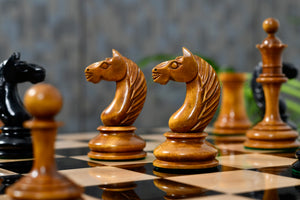 Antonio Fabiano 1933 Soviet Era Botvinnik Style Weighted Chess Pieces in Ebony & Antique 3.8 Inch King