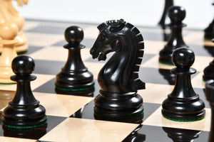 The Craftsman Knight Staunton Chess Pieces in Ebonized Wood & Boxwood - 3.9" King