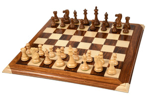 Desert Gold Staunton Series Wooden Chess Pieces in Sheesham & Boxwood - 4.0" King