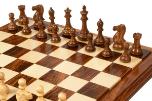 Desert Gold Staunton Series Wooden Chess Pieces in Sheesham & Boxwood - 4.0" King